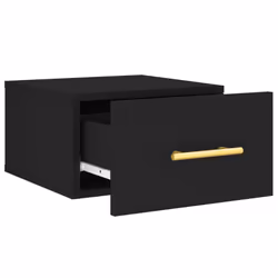 vidaXL Wall-mounted Bedside Cabinet Floating Storage Cabinet Nightstand Black - black, 1 pcs - Additional view 5
