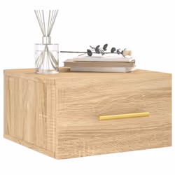 vidaXL Wall-mounted Bedside Cabinet Floating Storage Cabinet Nightstand Black - sonoma oak, 1 pcs