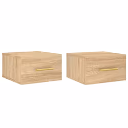 vidaXL Wall-mounted Bedside Cabinet Floating Storage Cabinet Nightstand Black - sonoma oak, 2 pcs