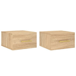 vidaXL Wall-mounted Bedside Cabinet Floating Storage Cabinet Nightstand Black - sonoma oak, 2 pcs