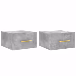 vidaXL Wall-mounted Bedside Cabinet Floating Storage Cabinet Nightstand Black - concrete grey, 2 pcs