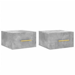vidaXL Wall-mounted Bedside Cabinet Floating Storage Cabinet Nightstand Black - concrete grey, 2 pcs