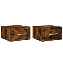 vidaXL Wall-mounted Bedside Cabinet Floating Storage Cabinet Nightstand Black - smoked oak, 2 pcs