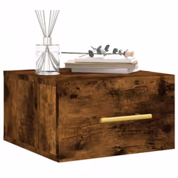 vidaXL Wall-mounted Bedside Cabinet Floating Storage Cabinet Nightstand Black - smoked oak, 2 pcs - Additional view 2