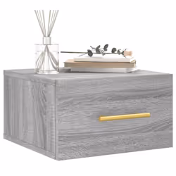 vidaXL Wall-mounted Bedside Cabinet Floating Storage Cabinet Nightstand Black - grey sonoma, 1 pcs