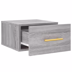 vidaXL Wall-mounted Bedside Cabinet Floating Storage Cabinet Nightstand Black - grey sonoma, 1 pcs - Additional view 5