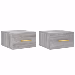 vidaXL Wall-mounted Bedside Cabinet Floating Storage Cabinet Nightstand Black - grey sonoma, 2 pcs