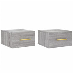 vidaXL Wall-mounted Bedside Cabinet Floating Storage Cabinet Nightstand Black - grey sonoma, 2 pcs