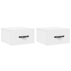 vidaXL Wall-mounted Bedside Cabinet Floating Cabinets Nightstands Smoked Oak - white, 2 pcs