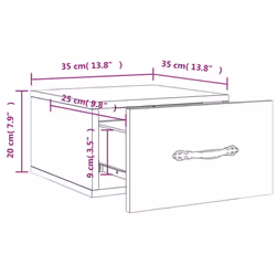 vidaXL Wall-mounted Bedside Cabinet Floating Cabinets Nightstands Smoked Oak - white, 2 pcs