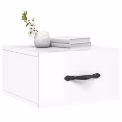 vidaXL Wall-mounted Bedside Cabinet Floating Cabinets Nightstands Smoked Oak - high gloss white, 2 pcs