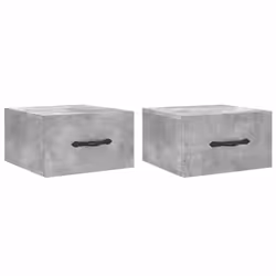 vidaXL Wall-mounted Bedside Cabinet Floating Cabinets Nightstands Smoked Oak - concrete grey, 2 pcs