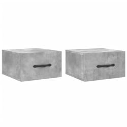 vidaXL Wall-mounted Bedside Cabinet Floating Cabinets Nightstands Smoked Oak - concrete grey, 2 pcs