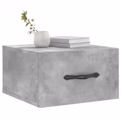 vidaXL Wall-mounted Bedside Cabinet Floating Cabinets Nightstands Smoked Oak - concrete grey, 2 pcs