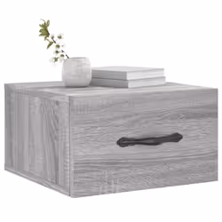 vidaXL Wall-mounted Bedside Cabinet Floating Cabinets Nightstands Smoked Oak - grey sonoma, 1 pcs