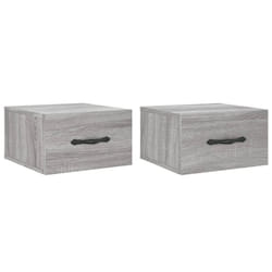 vidaXL Wall-mounted Bedside Cabinet Floating Cabinets Nightstands Smoked Oak - grey sonoma, 2 pcs