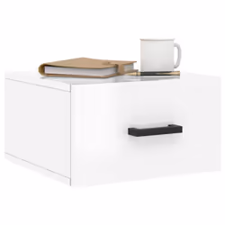 vidaXL Wall-mounted Bedside Cabinets Floating Cabinets 2 pcs Concrete Grey - high gloss white, 1 pcs
