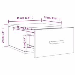 vidaXL Wall-mounted Bedside Cabinets Floating Cabinets 2 pcs Concrete Grey - high gloss white, 1 pcs