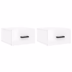 vidaXL Wall-mounted Bedside Cabinets Floating Cabinets 2 pcs Concrete Grey - high gloss white, 2 pcs