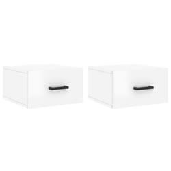 vidaXL Wall-mounted Bedside Cabinets Floating Cabinets 2 pcs Concrete Grey - high gloss white, 2 pcs