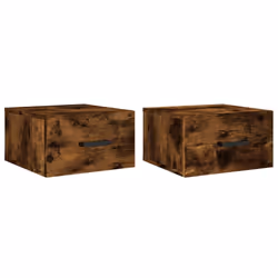 vidaXL Wall-mounted Bedside Cabinets Floating Cabinets 2 pcs Concrete Grey - smoked oak, 2 pcs