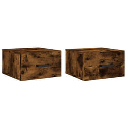 vidaXL Wall-mounted Bedside Cabinets Floating Cabinets 2 pcs Concrete Grey - smoked oak, 2 pcs
