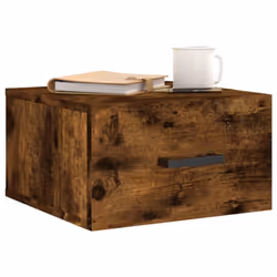 vidaXL Wall-mounted Bedside Cabinets Floating Cabinets 2 pcs Concrete Grey - smoked oak, 2 pcs
