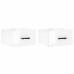 vidaXL Wall-mounted Bedside Cabinets Floating Cabinet Nightstand 2 pcs White - high gloss white, 2 pcs
