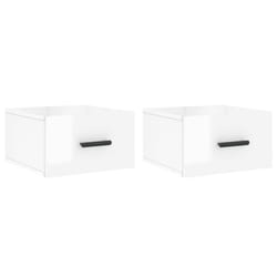 vidaXL Wall-mounted Bedside Cabinets Floating Cabinet Nightstand 2 pcs White - high gloss white, 2 pcs