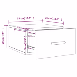 vidaXL Wall-mounted Bedside Cabinets Floating Cabinet Nightstand 2 pcs White - high gloss white, 2 pcs