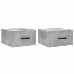 vidaXL Wall-mounted Bedside Cabinets Floating Cabinet Nightstand 2 pcs White - concrete grey, 2 pcs