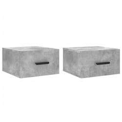 vidaXL Wall-mounted Bedside Cabinets Floating Cabinet Nightstand 2 pcs White - concrete grey, 2 pcs