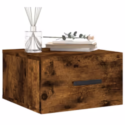 vidaXL Wall-mounted Bedside Cabinets Floating Cabinet Nightstand 2 pcs White - smoked oak, 1 pcs