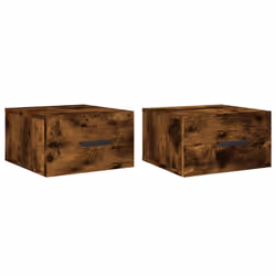 vidaXL Wall-mounted Bedside Cabinets Floating Cabinet Nightstand 2 pcs White - smoked oak, 2 pcs