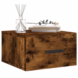vidaXL Wall-mounted Bedside Cabinets Floating Cabinet Nightstand 2 pcs White - smoked oak, 2 pcs