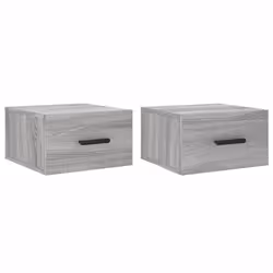 vidaXL Wall-mounted Bedside Cabinets Floating Cabinet Nightstand 2 pcs White - grey sonoma, 2 pcs