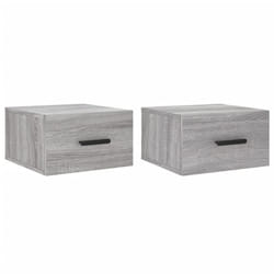 vidaXL Wall-mounted Bedside Cabinets Floating Cabinet Nightstand 2 pcs White - grey sonoma, 2 pcs