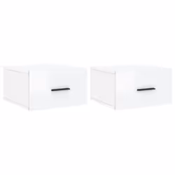 vidaXL Wall-mounted Bedside Cabinet Floating Storage Cabinet Nightstand White - high gloss white, 2 pcs