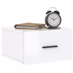 vidaXL Wall-mounted Bedside Cabinet Floating Storage Cabinet Nightstand White - high gloss white, 2 pcs