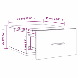 vidaXL Wall-mounted Bedside Cabinet Floating Storage Cabinet Nightstand White - concrete grey, 1 pcs - Additional view 3