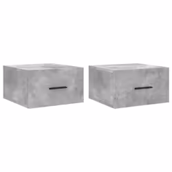 vidaXL Wall-mounted Bedside Cabinet Floating Storage Cabinet Nightstand White - concrete grey, 2 pcs