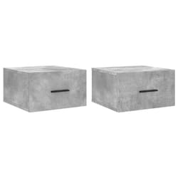 vidaXL Wall-mounted Bedside Cabinet Floating Storage Cabinet Nightstand White - concrete grey, 2 pcs