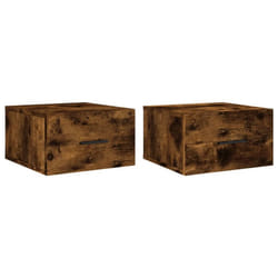 vidaXL Wall-mounted Bedside Cabinet Floating Storage Cabinet Nightstand White - smoked oak, 2 pcs