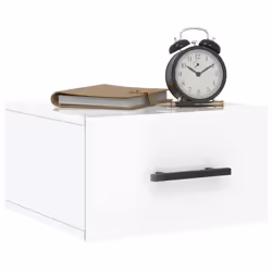 vidaXL Wall-mounted Bedside Cabinets Side Table Bedstand 2 pcs Concrete Grey - high gloss white, 2 pcs - Additional view 2