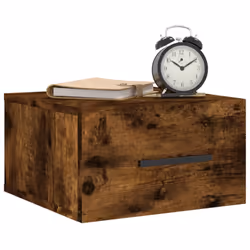 vidaXL Wall-mounted Bedside Cabinets Side Table Bedstand 2 pcs Concrete Grey - smoked oak, 2 pcs - Additional view 2