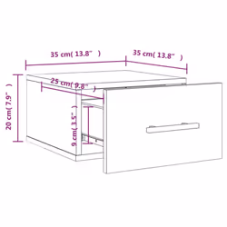 vidaXL Wall-mounted Bedside Cabinets Side Table Bedstand 2 pcs Concrete Grey - smoked oak, 2 pcs - Additional view 3