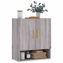 vidaXL Wall Cabinet Wall Storage Display Cabinet Concrete Grey Engineered Wood - grey sonoma