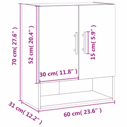 vidaXL Wall Cabinet Wall Storage Display Cabinet Concrete Grey Engineered Wood - grey sonoma