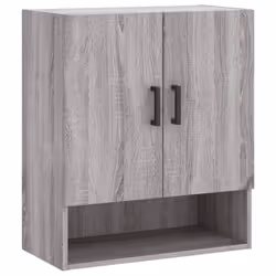 vidaXL Wall Cabinet Wall Display Cabinet High Gloss White Engineered Wood - grey sonoma