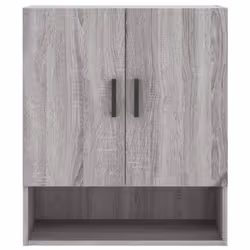 vidaXL Wall Cabinet Wall Display Cabinet High Gloss White Engineered Wood - grey sonoma - Additional view 4